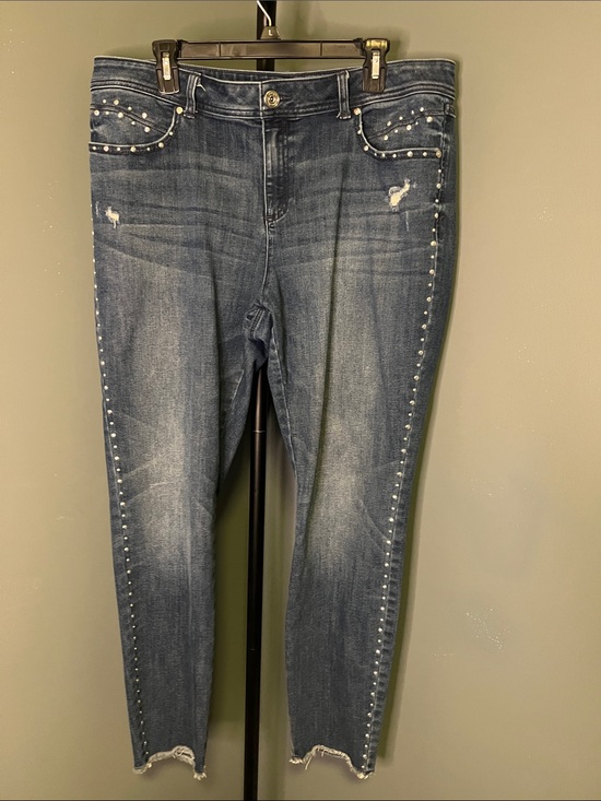 INC International Concepts Denim - INC International Concepts Navy Stud-Trim Cropped Ankle Jeans